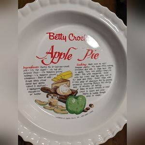 Vintage Betty Crocker Apple Pie Ceramic Baking Recipe Dish Pan Plate